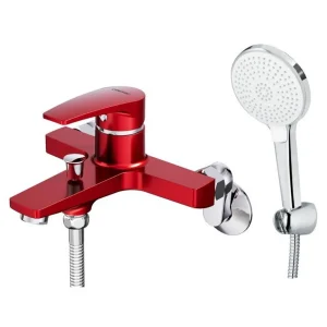 Vòi Sen Nóng Lạnh CAESAR S393CR Màu Đỏ Tay Sen Massage